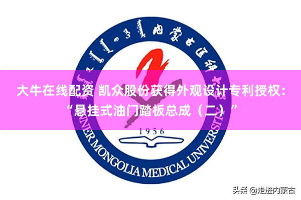 大牛在线配资 凯众股份获得外观设计专利授权：“悬挂式油门踏板总成（二）”