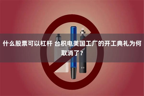 什么股票可以杠杆 台积电美国工厂的开工典礼为何取消了？