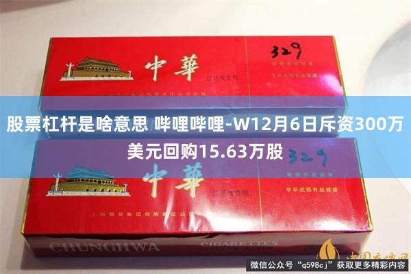 股票杠杆是啥意思 哔哩哔哩-W12月6日斥资300万美元回购15.63万股